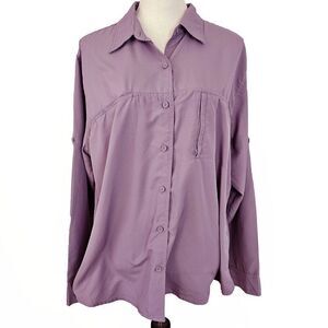 Eddie Bauer Women's 2XL Light Purple EB TEK Gorpcore Button Down